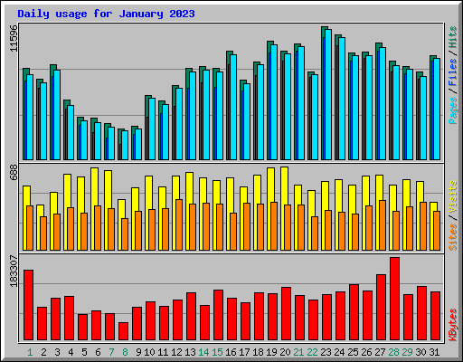 Daily usage for January 2023