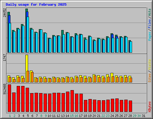 Daily usage for February 2025