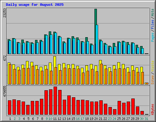 Daily usage for August 2025